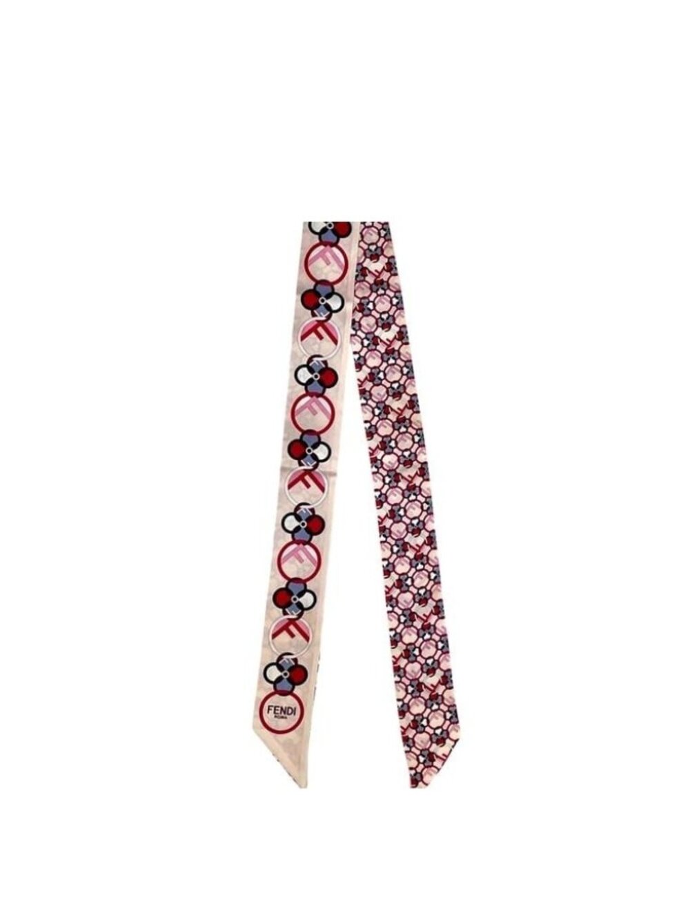 Fendi Ribbon Scarf Wrappy Silk Pink FF Logo